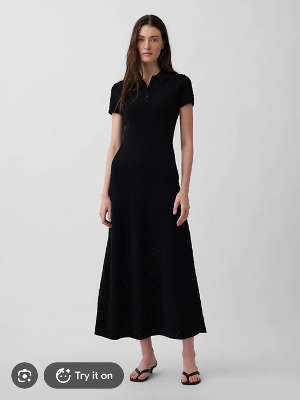 NWT Gap Pointelle Polo Maxi Sweater Dress Medium Tall
